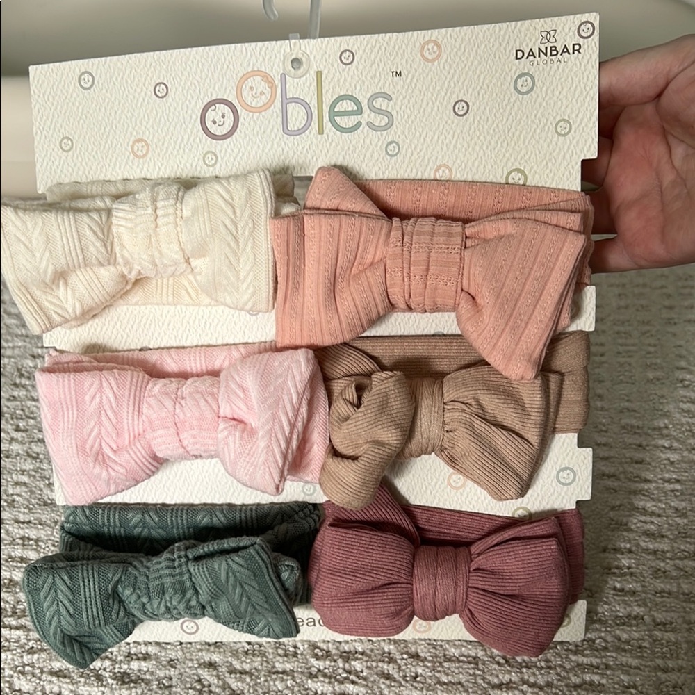 Kids Bow Headband Set - Cream, Pink, Brown, Green